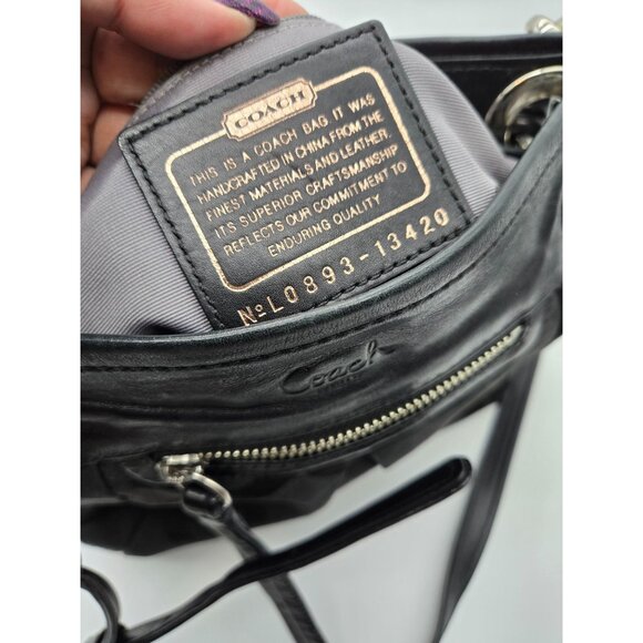 Coach L0893-13420 Op Art Shoulder Hobo Bag Black Signature - Picture 5 of 6